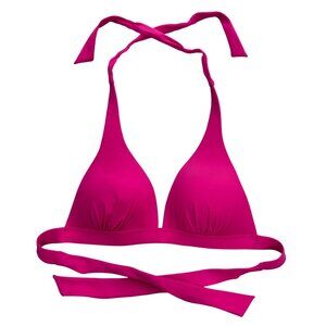 Arizona Bikini Top Womens M Pink Push Up‎ Padded Triangle Halter Wrap Ties Swim